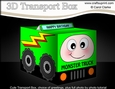 3D Cute Transport Treat Box Gift Set Mini Kit - Monster Truck