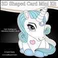 3D Shaped Card Mini Kit - Cute Little Unicorn Blueberry