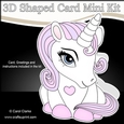 3D Shaped Card Mini Kit - Cute Little Baby Unicorn Sparkle