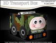 3D Cute Transport Treat Box Gift Set Mini Kit - Army Truck