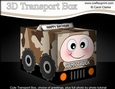 3D Cute Transport Treat Box Gift Set Mini Kit - Army Truck