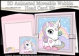 3D Animated Moveable Wobble Head Card - Cute Little Unicorn Rainbow