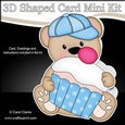 3D Shaped Card Kit - Cute Little Austin Bear
