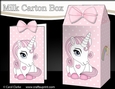 3D Milk Carton Treat Box - Cute Little Unicorn Sparkle