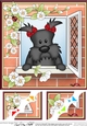 8 x 8 Scalloped Corner Topper - Through the Window - Scottie Dog