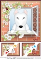 8 x 8 Scalloped Corner Topper - Through the Window - English Bull Terrier Dog