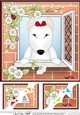 8 x 8 Scalloped Corner Topper - Through the Window - English Bull Terrier Dog