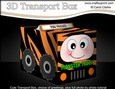 3D Cute Transport Treat Box Gift Set Mini Kit - Safari Monster Truck