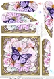 Flowers & Butterfly in a Gold Frame Fan Pyramage Topper