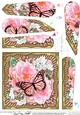 Flowers & Butterfly in a Gold Frame Fan Pyramage Topper