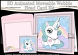 3D Animated Moveable Wobble Head Card - Cute Little Unicorn Blueberry