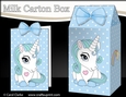 3D Milk Carton Treat Box - Cute Little Unicorn Blueberry