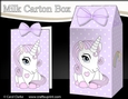 3D Milk Carton Treat Box - Cute Little Baby Unicorn Sparkle