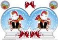 Christmas Snow Globe Shaped Card - Little English Bull Terrier Dog is Sledging 