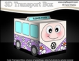 3D Cute Transport Treat Box Gift Set Mini Kit - Flower Power VW Campervan