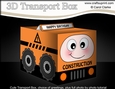 3D Cute Transport Treat Box Gift Set Mini Kit - Construction Truck