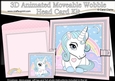 3D Animated Moveable Wobble Head Card - Cute Little Baby Unicorn Blueberry
