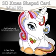 3D Shaped Christmas Card Kit - Cute Unicorn Rainbow