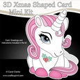 3D Shaped Christmas Card Kit - Cute Unicorn Sparkle