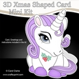 3D Shaped Christmas Card Kit - Cute Unicorn Magic