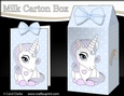 3D Milk Carton Treat Box - Cute Little Baby Unicorn Magic