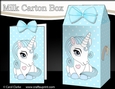 3D Milk Carton Treat Box - Cute Little Baby Unicorn Blueberry
