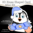3D Shaped Christmas Card Kit - Pip Penguin has an Xmas Cracker