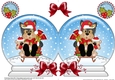 Christmas Snow Globe Shaped Card - Little Yorkie Dog is Sledging