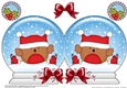 Christmas Snow Globe Shaped Card - Cute Little Bobbin Robin is Ice Skating