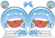 Christmas Snow Globe Shaped Card - Cute Little Bobbin Robin is Ice Skating