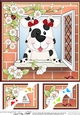 8 x 8 Scalloped Corner Topper - Through the Window - Spotty Dog