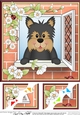 8 x 8 Scalloped Corner Topper - Through the Window - Yorkie Dog