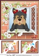 8 x 8 Scalloped Corner Topper - Through the Window - Yorkie Dog