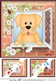 8 x 8 Scalloped Corner Topper - Through the Window - Golden Labrador Dog