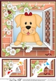8 x 8 Scalloped Corner Topper - Through the Window - Golden Labrador Dog