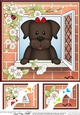 8 x 8 Scalloped Corner Topper - Through the Window - Chocolate Labrador Dog