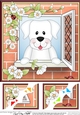 8 x 8 Scalloped Corner Topper - Through the Window - White Labrador Dog