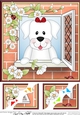 8 x 8 Scalloped Corner Topper - Through the Window - White Labrador Dog