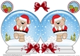 Christmas Snow Globe Shaped Card - Livvy Bear is having a Snowball fight