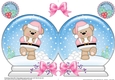Christmas Snow Globe Shaped Card - Livvy Bear is having a Snowball fight