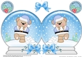 Christmas Snow Globe Shaped Card - Livvy Bear is having a Snowball fight
