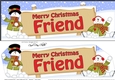 large DL Merry Christmas FRIEND with Snowman 3D decoupage