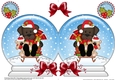 Christmas Snow Globe Shaped Card - Little Chocolate Labrador Dog is Sledging