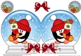 Christmas Snow Globe Shaped Card - Cute Pip Penguin has an Xmas Stocking