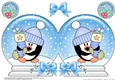 Christmas Snow Globe Shaped Card - Cute Pip Penguin has an Xmas Stocking