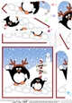 Christmas Penguins are having a Snowball Fight Fan Pyramage Topper