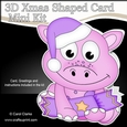 3D Shaped Christmas Card Kit - Cute Little Denise Dino