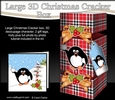 3D Large Christmas Cracker Box -  Tartan Pip Penguin