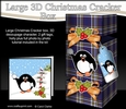 3D Large Christmas Cracker Box -  Tartan Pip Penguin