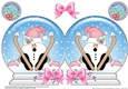 Christmas Snow Globe Shaped Card - Oops Snowball Sam is Skiing!!